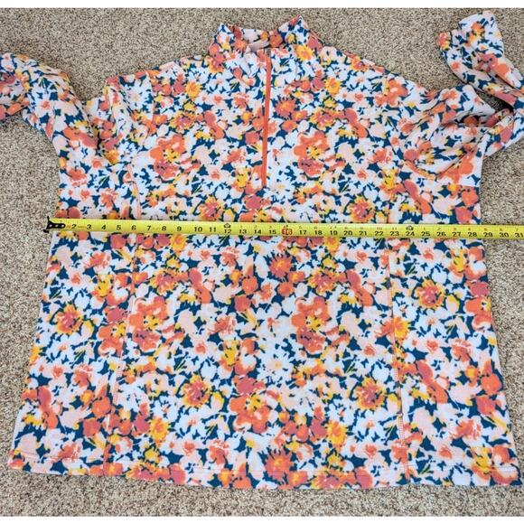 Lands End Women's Plus Size 3X 1/4 Zip Fleece Multicolor Orange Pink Blue Floral - Picture 5 of 8